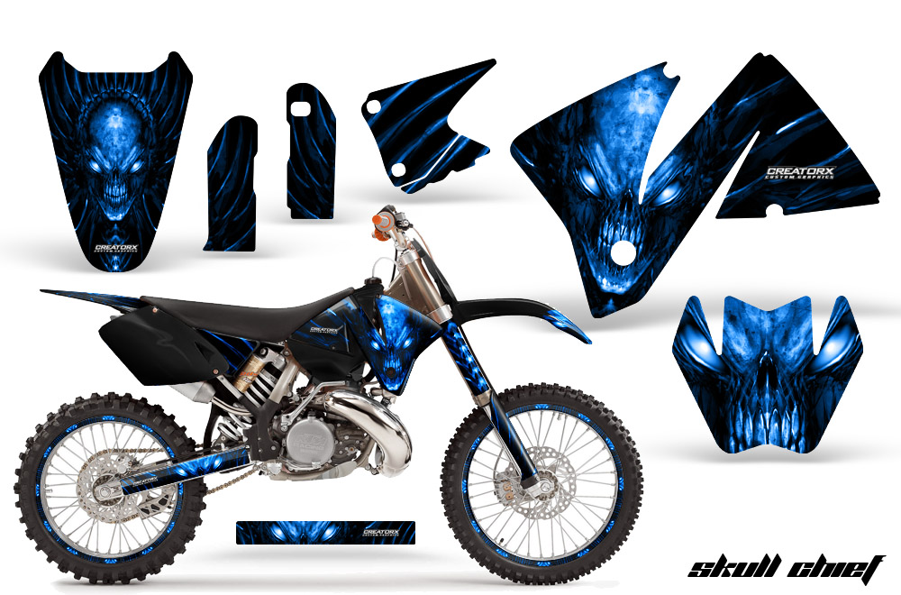 KTM C3 Graphics Kit Skull Chief Blue Rims